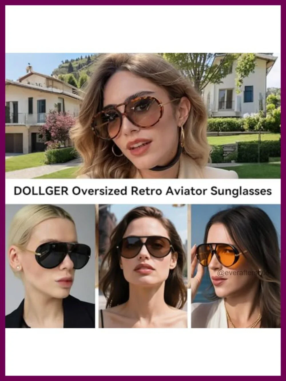 Retro Oversized Aviator Sunglasses for Women UV400